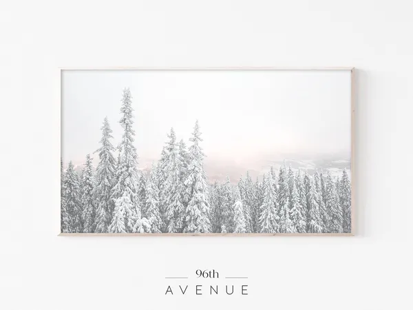Christmas Snowy Trees Art Print, Holiday Decor