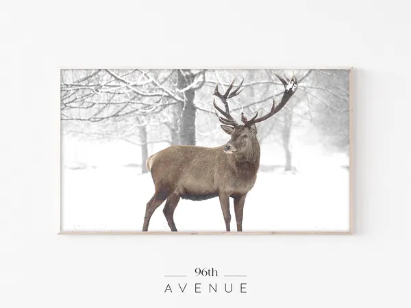 Winter Reindeer Art Print, Holiday Decor