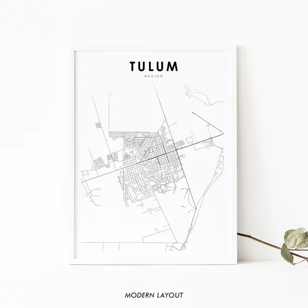 Tulum Mexico Map Art Print, Quintana Roo