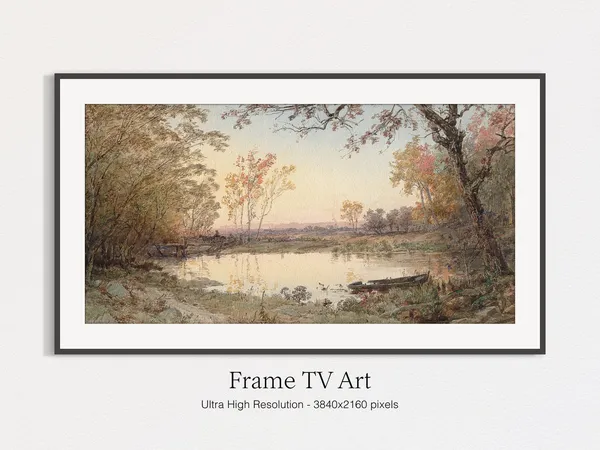 Autumn Watercolor Landscape Art Print for TV