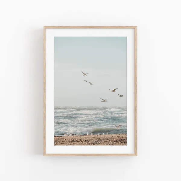 Denmark Scandinavian Travel Poster, Baltic Beach Art Print
