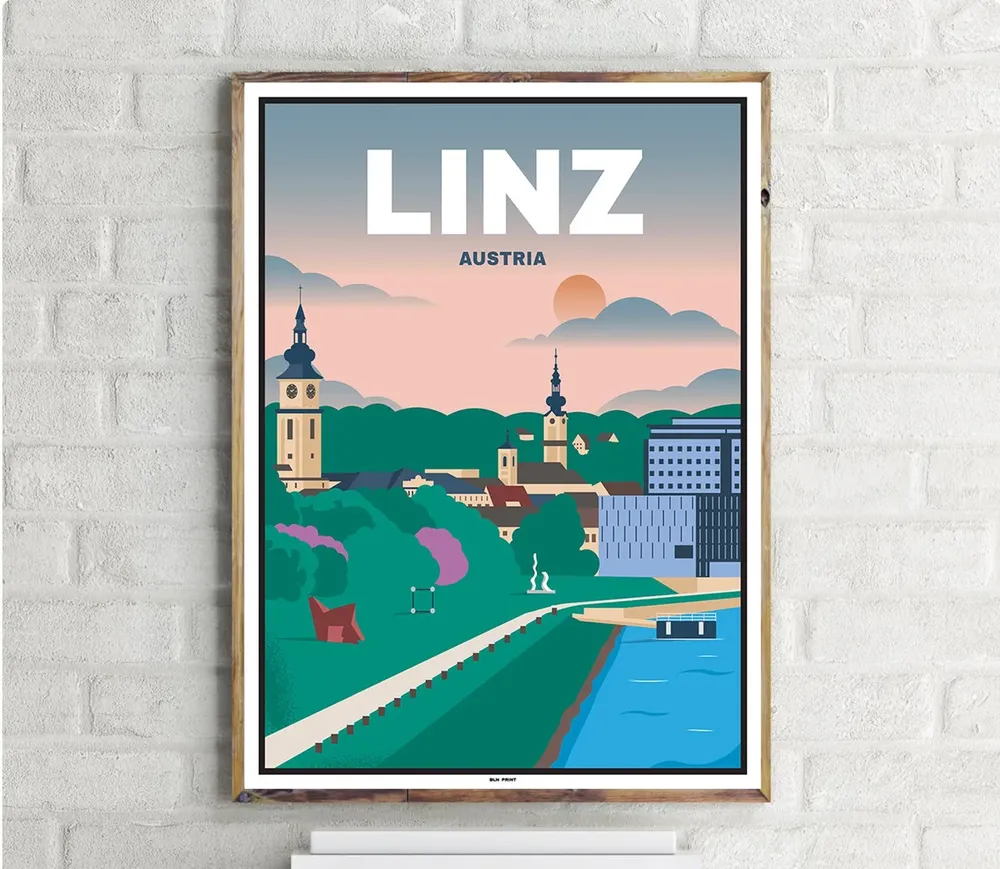 Donau Linz Vintage Travel Poster