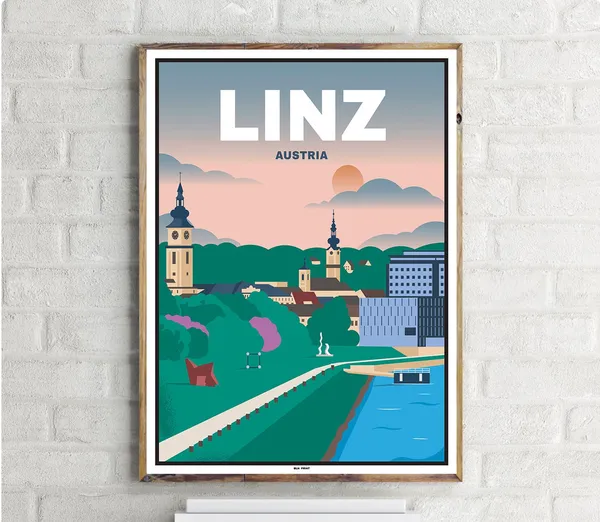 Donau Linz Vintage Travel Poster