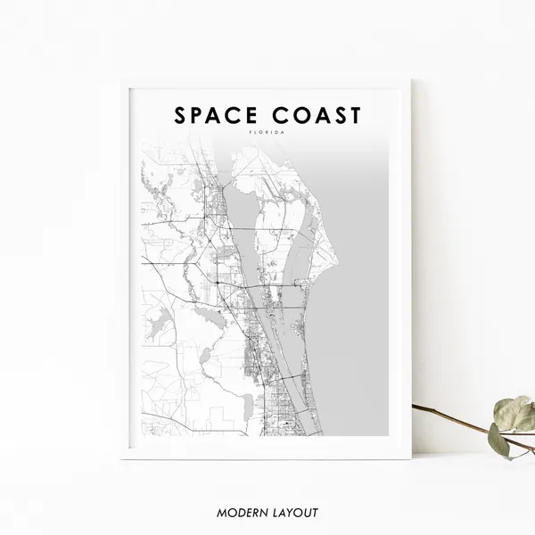 Space Coast Florida Map Print, Nursery Room Decor