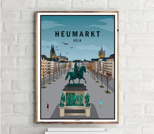 Heumarkt Köln Vintage Travel Poster, Place Name