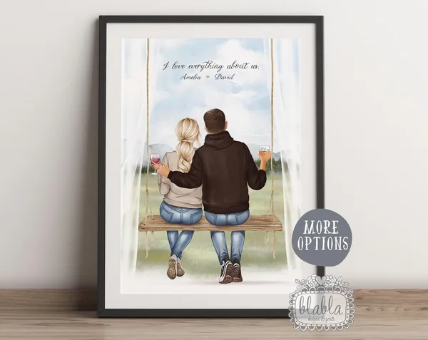 Personalized Valentine's Day Gift, Anniversary Art Print