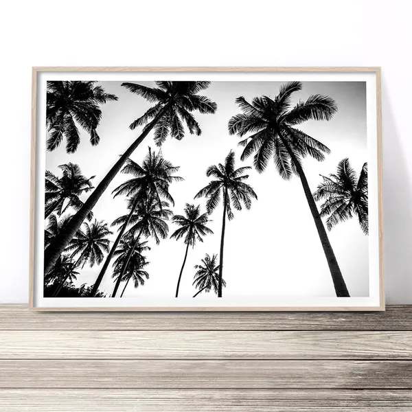 Black and White Palm Tree Art Print, Beach House Decor