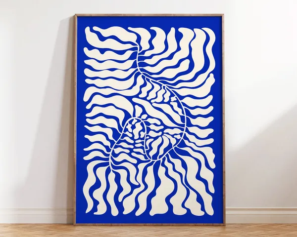 Blue Matisse Style Botanical Poster Print