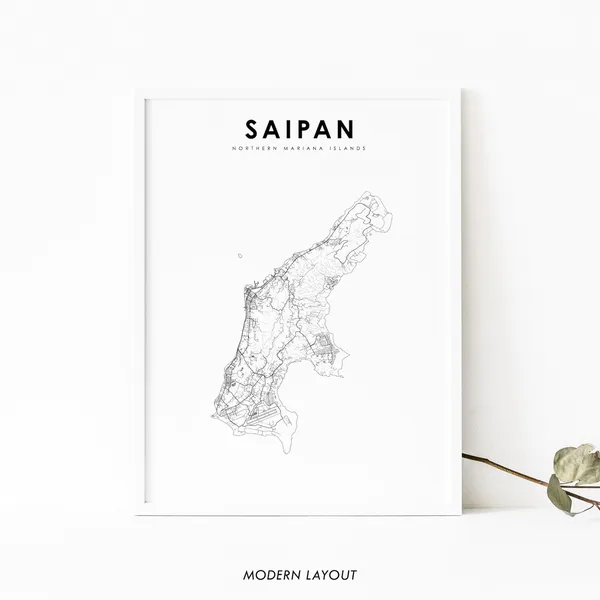 Saipan Map Poster, Northern Mariana Islands Travel Poster