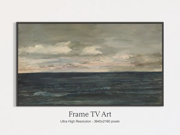 Vintage Sea Coast Oil Painting Art Print