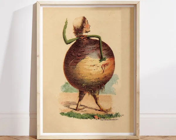 Victorian Onion Man Vintage Kitchen Art Print