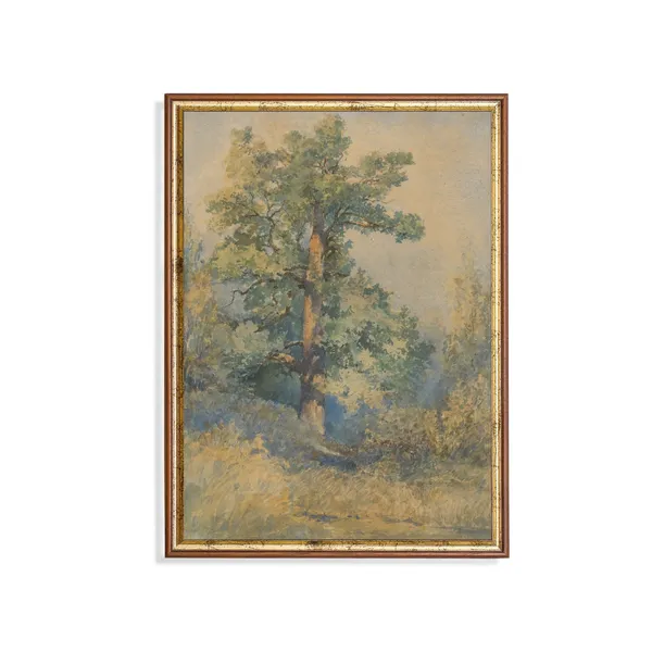 Vintage Forest Painting, Rustic Country Landscape Art Print