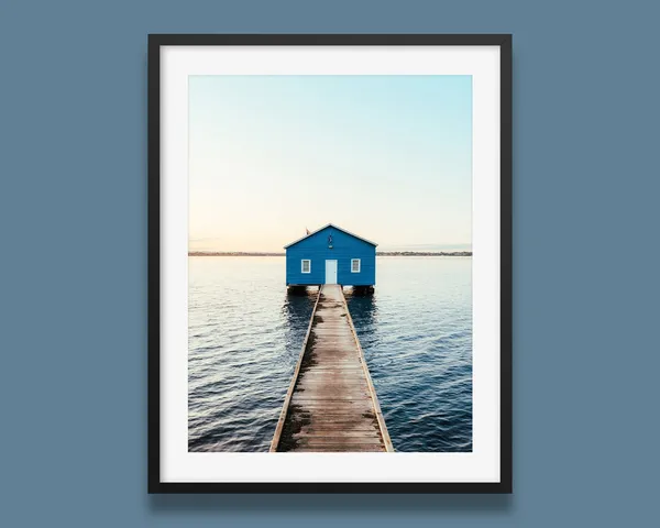 Blue Boat House In Perth Travel Poster, Western Australia