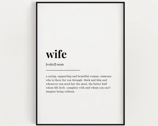 Wife Definition Quote Print, Wedding Gift Wall Art
