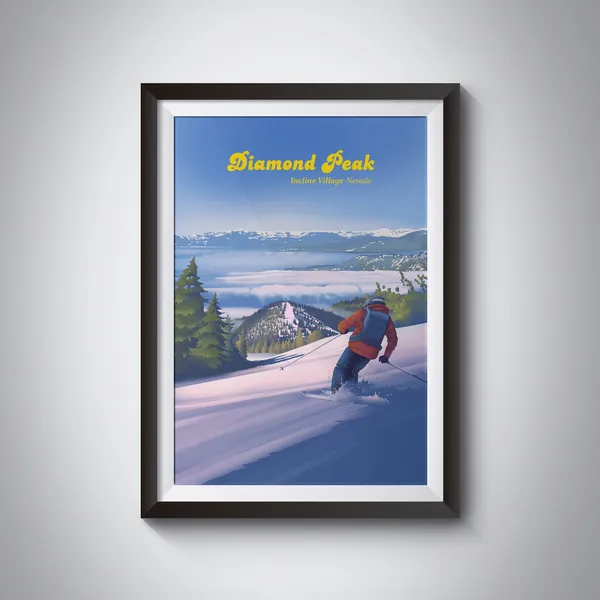 Diamond Peak Ski Resort Vintage Travel Poster