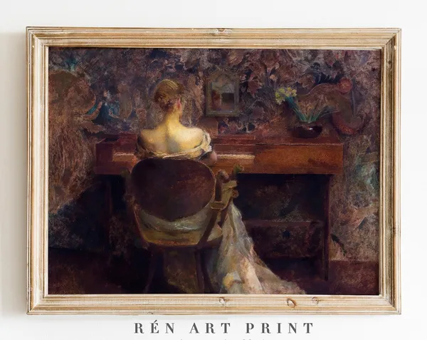 Antique Pianist Portrait, Vintage Victorian Art Print