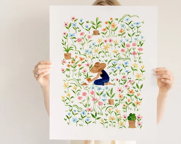 Spring Bloom Botanical Art Print, Watercolor Floral