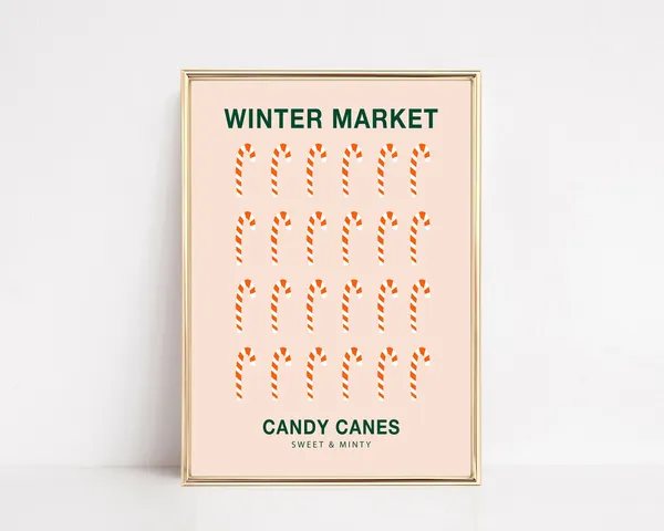 Pink Christmas Flower Market, Modern Holiday Art Print