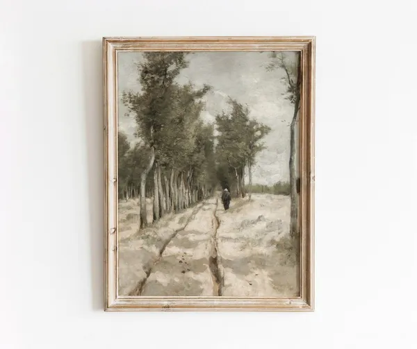 Tower Lane Vintage Landscape Painting, Tree-Lined Avenue