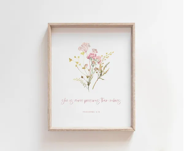 Proverbs 31:5 Girl Nursery Decor, Scripture Art Print