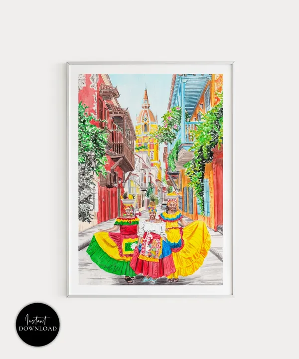 Cartagena Palenquera, Colombia Travel Poster Print