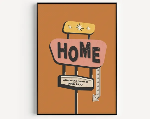 Home Print, Mid-Century Modern Family Quote