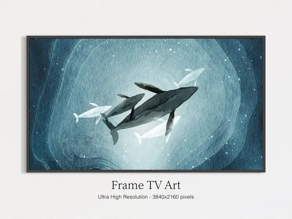 Humpback Whale Watercolor Underwater Art Print
