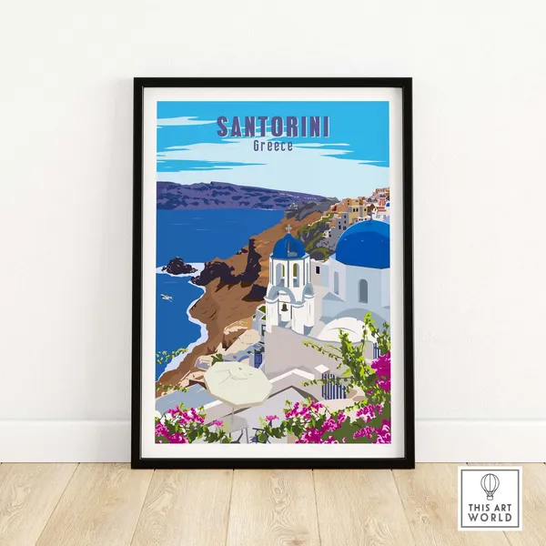 Santorini Greek Island Travel Poster, Fine Art Print