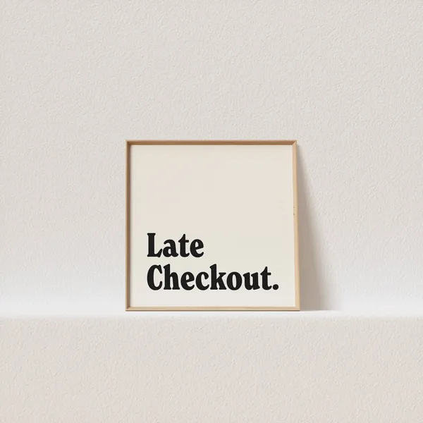 Late Checkout Retro Typography Poster, Square Style