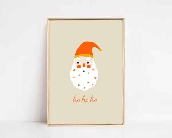 Santa Print, Modern Neutral Christmas Decor