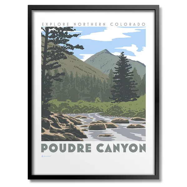 Poudre Canyon Travel Poster, Mountain Landscape