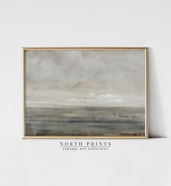 Minimalist Coastal Landscape, Muted Seascape Art Print
