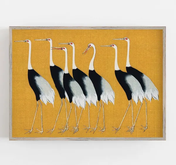 Japanese Cranes Vintage Asian Bird Wall Art Print