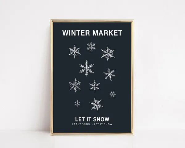 Let It Snow Christmas Poster, Winter Wall Decor