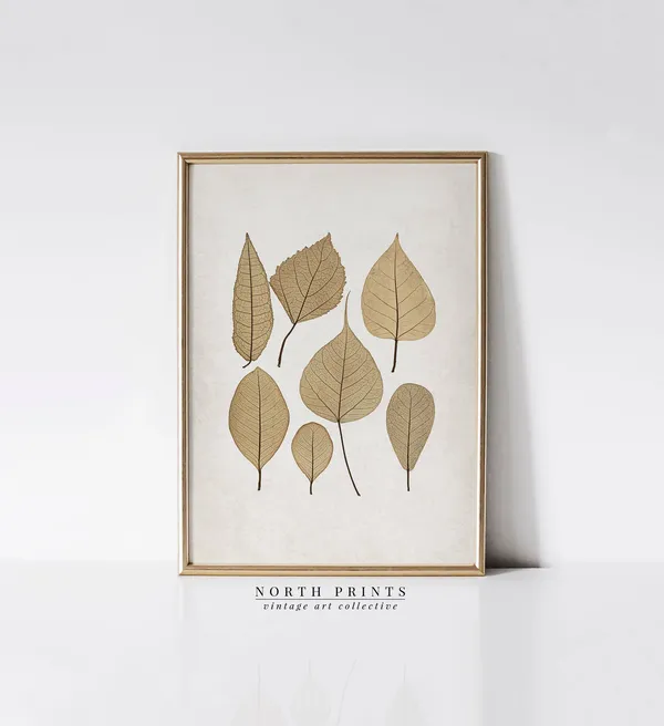 Autumn Botanical Vintage Pressed Leaf Art Print