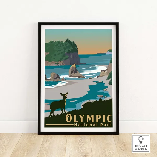 Olympic National Park Travel Poster, Washington Art Print