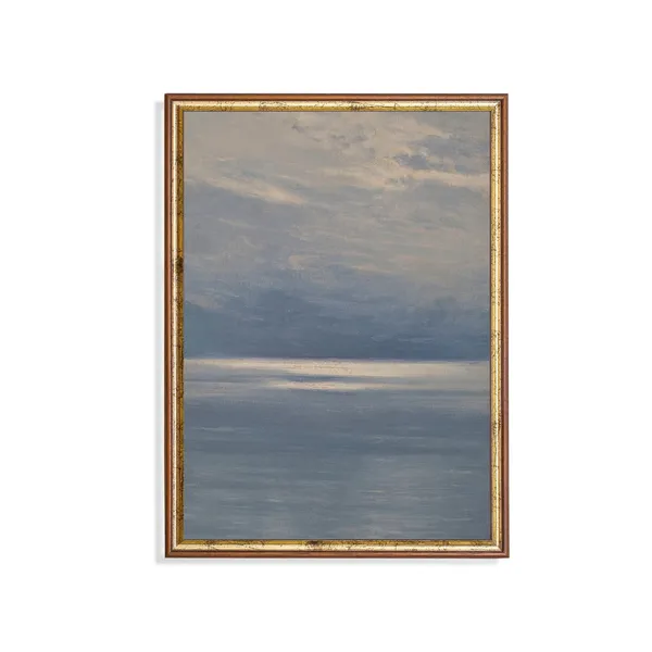 Vintage Seascape Art Print, Neutral Coastal Decor