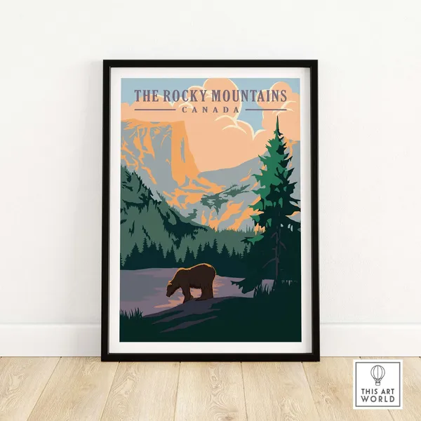 Rocky Mountains Canada Travel Poster, Alberta Rockies