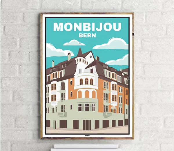 Bern Monbijou Vintage Travel Poster
