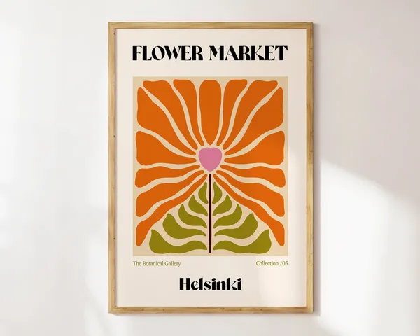 Helsinki Flower Market Retro Boho Art Print