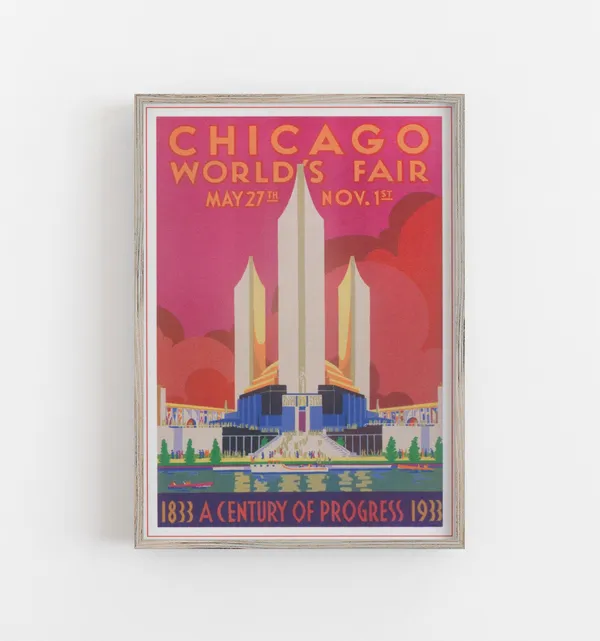 Chicago 1933 World's Fair Art Deco Travel Poster