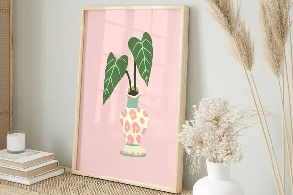 Pastel Vase Botanical Animal Pattern Art Print