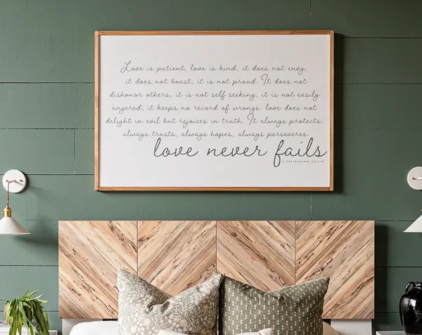 Love Never Fails Scripture Wall Decor Art Print