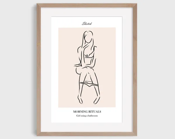 Morning Rituals Girl Using Bathroom Wall Art Print