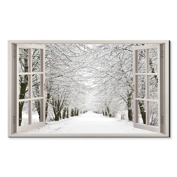 Snow Alley Trees Covered With Snow, Modern Art Print