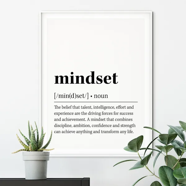 Mindset Definition Quote Decor, Office Wall Art