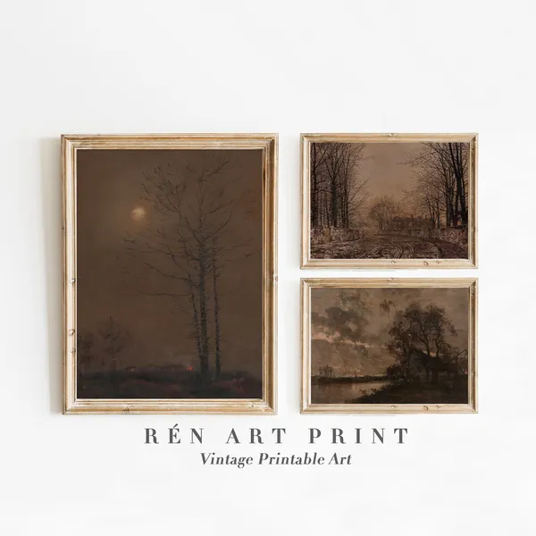 Moody Fall Landscape Vintage Autumn Wall Art Print