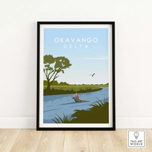 Okavango Botswana Travel Poster, Africa Wall Art