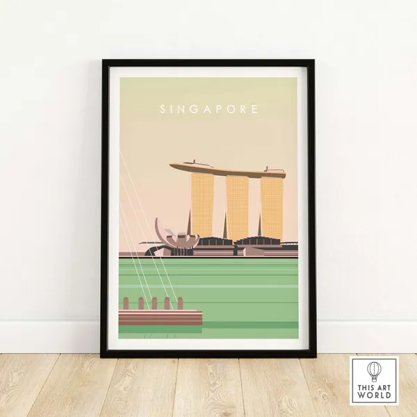 Singapore Skyline Travel Poster Print, Asia Home Decor