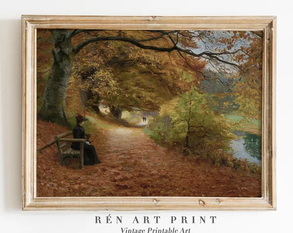 Vintage Fall Landscape Painting Art Print